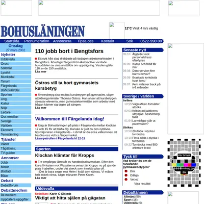Bohusläningen startsida 2002