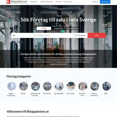 bolagsplatsen.se startsida 2023