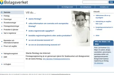 Nytt från Bolagsverket startsida 2004