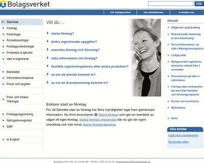 Nytt från Bolagsverket startsida 2008