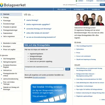 Nytt från Bolagsverket startsida 2011