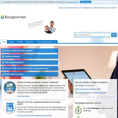 Nytt från Bolagsverket startsida 2018