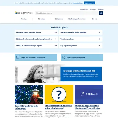 Nytt från Bolagsverket startsida 2020