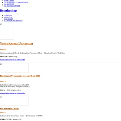 bonniershop.nu startsida 2009