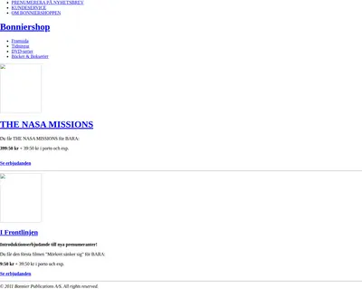 bonniershop.nu startsida 2011