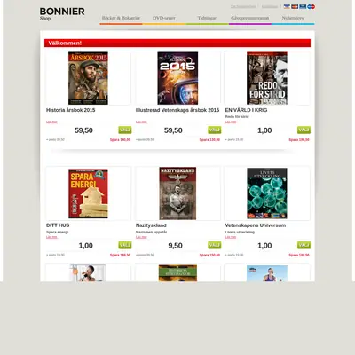 bonniershop.nu startsida 2016
