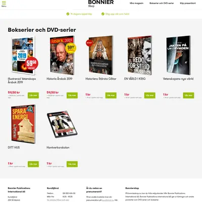 bonniershop.nu startsida 2020