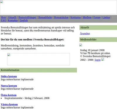 BonsaiBladet startsida 2008