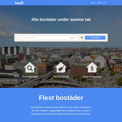 booli.se startsida 2016