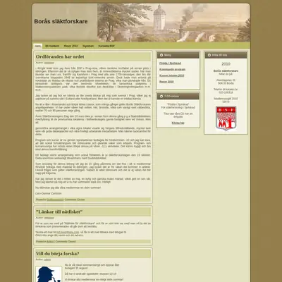 Borås Släktblad startsida 2010
