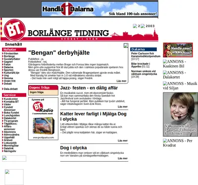 Borlänge Tidning startsida 2003