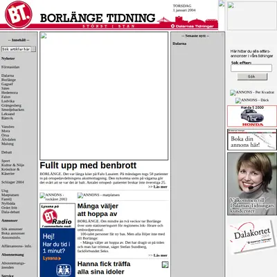 Borlänge Tidning startsida 2004