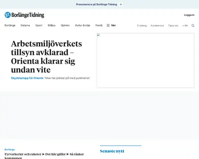 Borlänge Tidning startsida 2024