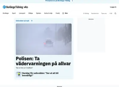 Borlänge Tidning startsida 2026