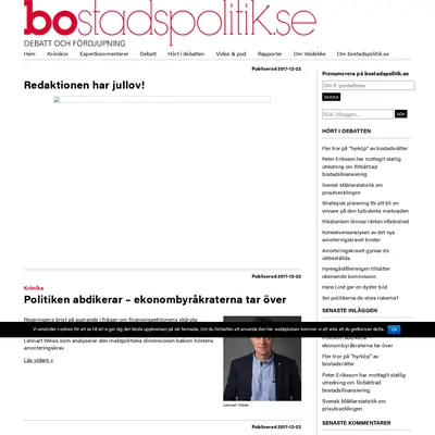 http://www.bostadspolitik.se startsida 2018