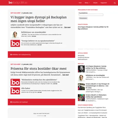 http://www.bostadspolitik.se startsida 2022
