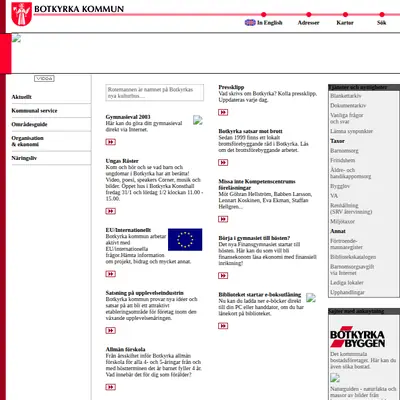 Botkyrka Tidning startsida 2003