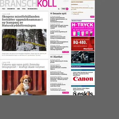 Branschkoll.se startsida 2021