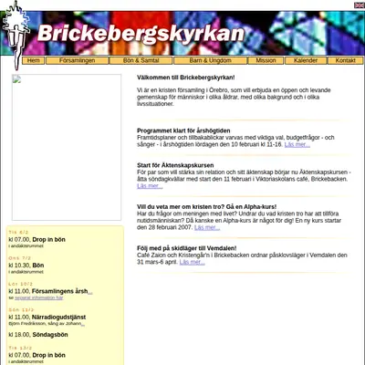 Brickebergskyrkan startsida 2007