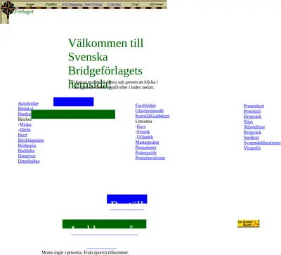 www.bridgeforlaget.se startsida 2002