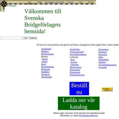 www.bridgeforlaget.se startsida 2003