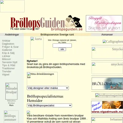 BröllopsGuiden startsida 2000