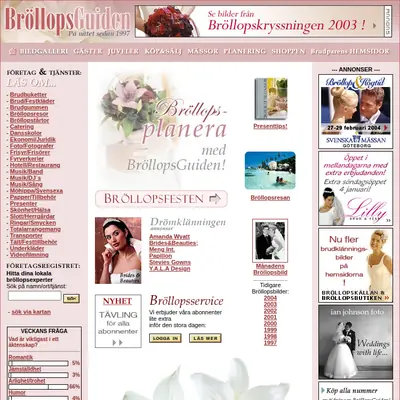 BröllopsGuiden startsida 2004
