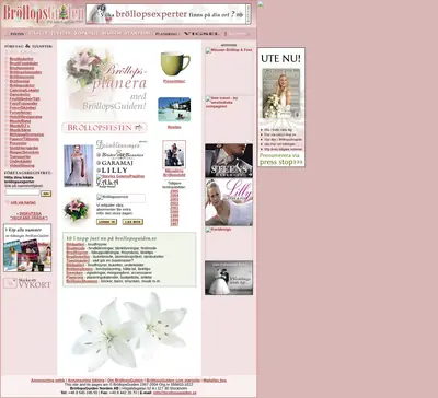 BröllopsGuiden startsida 2005