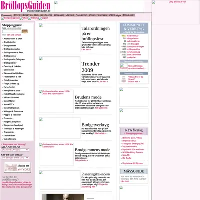 BröllopsGuiden startsida 2009