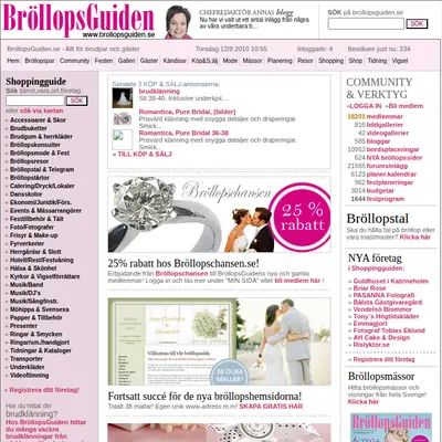 BröllopsGuiden startsida 2010