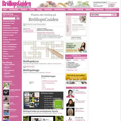BröllopsGuiden startsida 2012