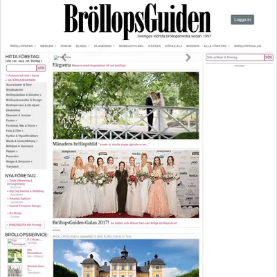 BröllopsGuiden startsida 2018