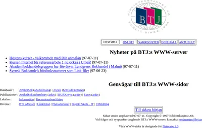 BTJ-häftet startsida 1997