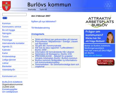 Burlövs-Tidningen startsida 2007