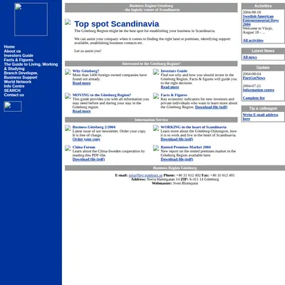 Business Region Göteborg startsida 2004