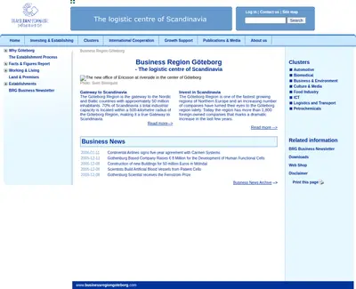 Business Region Göteborg startsida 2006