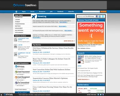 Business Travel-Travel News startsida 2010
