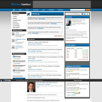 Business Travel-Travel News startsida 2013