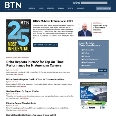 Business Travel-Travel News startsida 2023