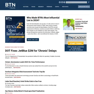 Business Travel-Travel News startsida 2025