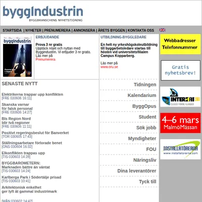 Byggindustrin insikt startsida 2003