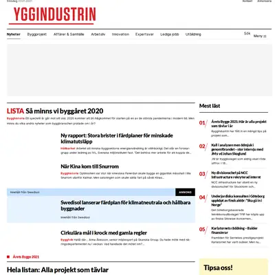 Byggindustrin insikt startsida 2021