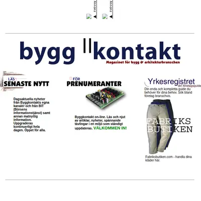 Tidningen Byggkontakt startsida 2001