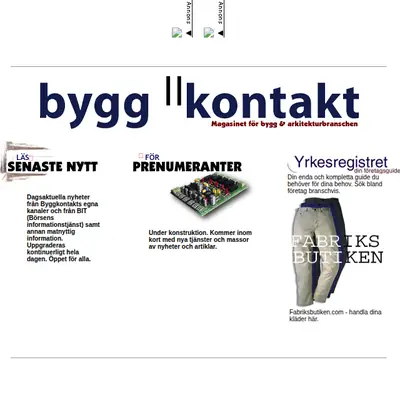 Tidningen Byggkontakt startsida 2002