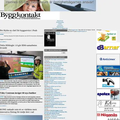 Tidningen Byggkontakt startsida 2013