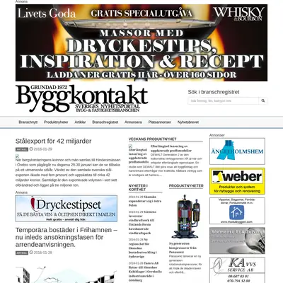 Tidningen Byggkontakt startsida 2015