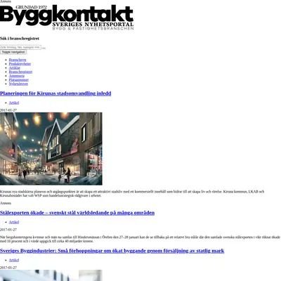 Tidningen Byggkontakt startsida 2017