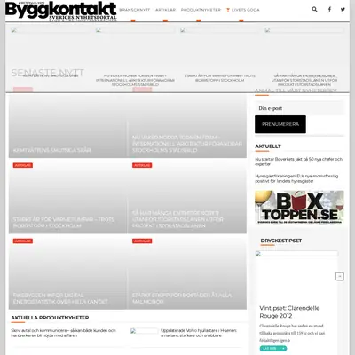 Tidningen Byggkontakt startsida 2018