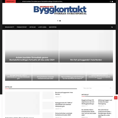 Tidningen Byggkontakt startsida 2022