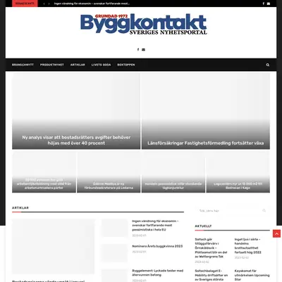 Tidningen Byggkontakt startsida 2023